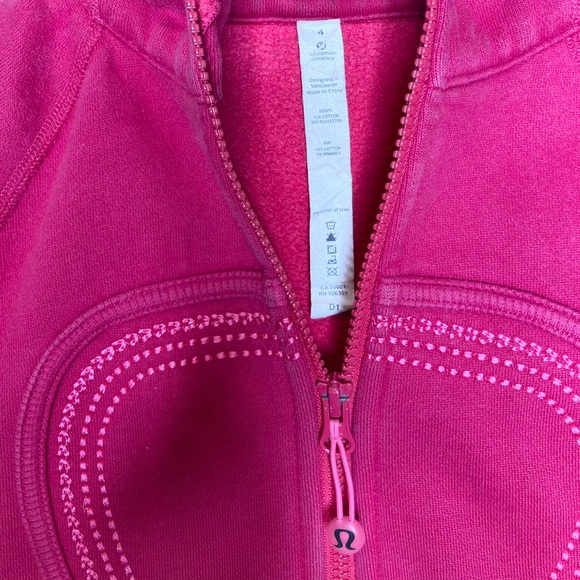 Lululemon Women’s Vintage Scuba Sweater Zippered Hooded Jacket Top Pink - Picture 7 of 7